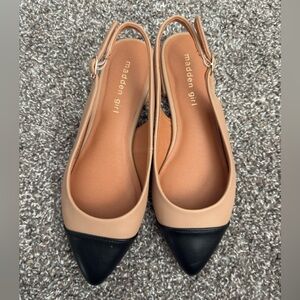 Madden Girl Women's Black and Tan Slingback Heels